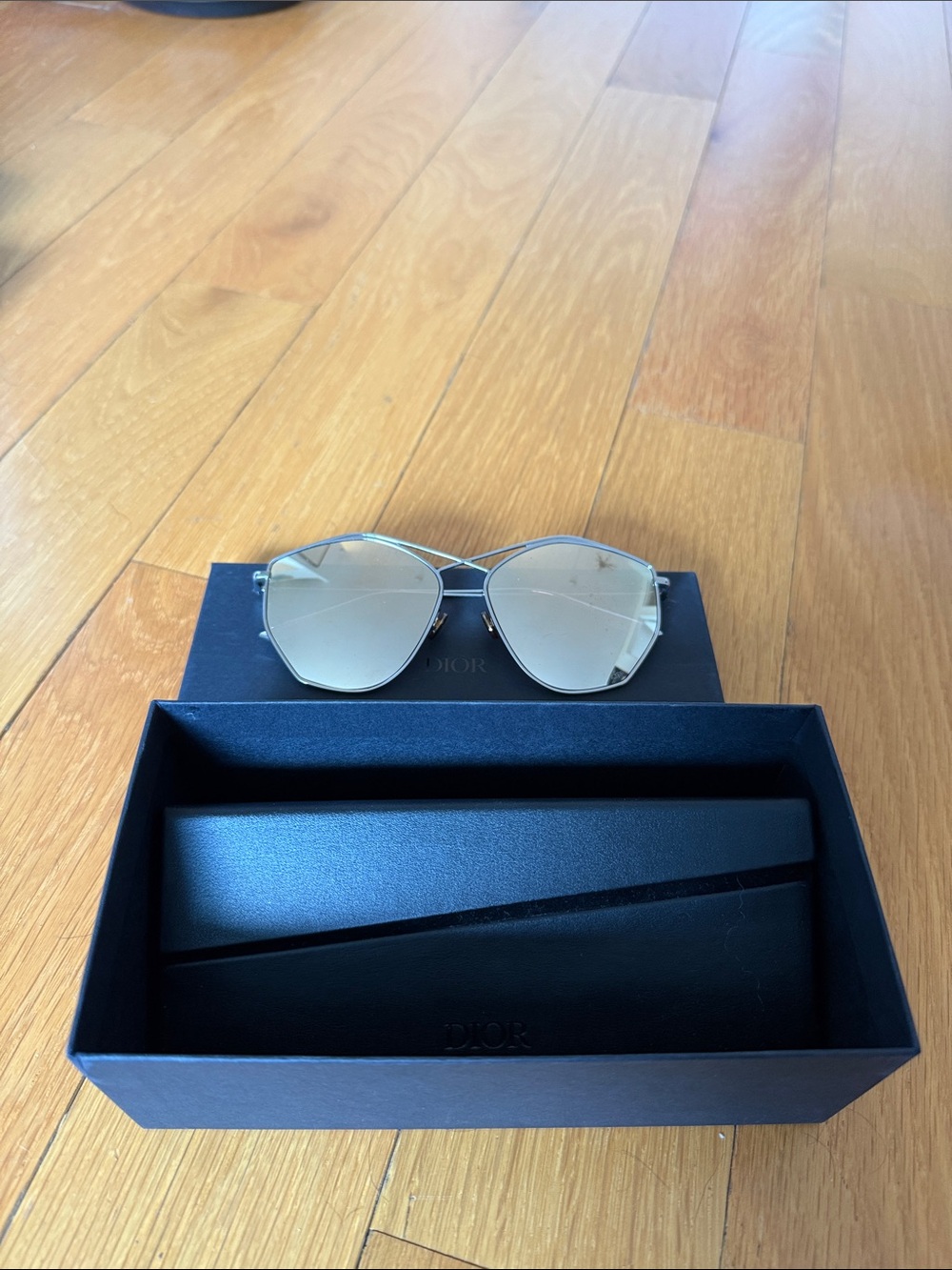 Dior Women's Silver Aviator Sunglasses with Light Tinted Lenses